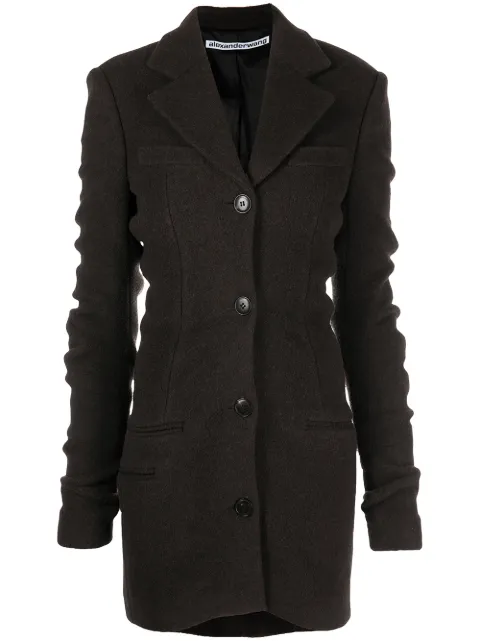 Alexander Wang ruched sleeve wool-blend jacket Brown 1WC4222415204