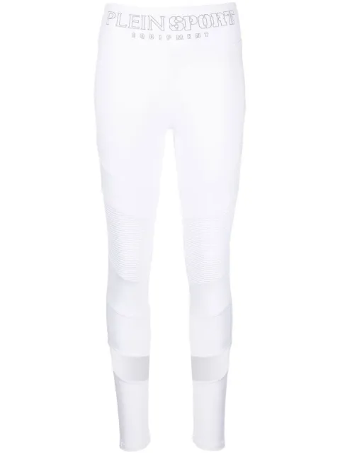 Plein Sport Statement cotton-blend leggings White FABCWJT1645PTE003N