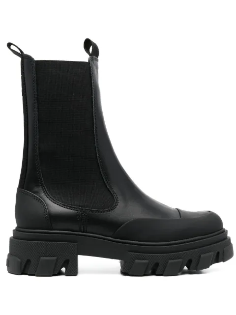 GANNI Mid chunky leather Chelsea boots Black S1915