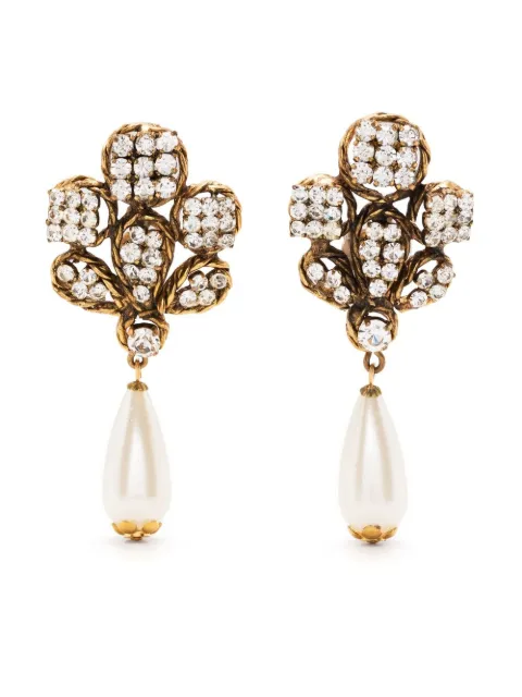 CHANEL Pre-Owned rhinestone-embellished clip-on earrings Gold DPBOG6581
