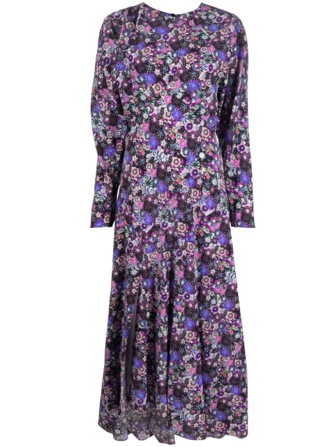 ISABEL MARANT floral-print long-sleeve maxi dress Purple RO222422A023I