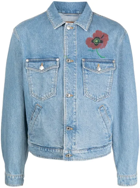 Kenzo floral-print trucker jacket Blue FC65DV3019GI