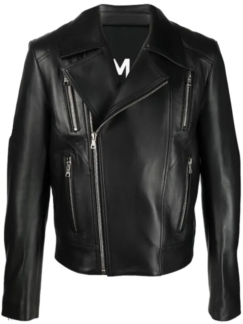 Balmain zip leather jacket Black YH1TD170LB24