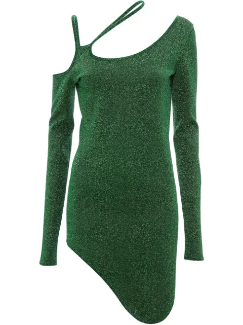 JW Anderson glitter cut-out asymmetric dress Green KW0753YN0181540