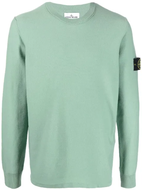 Stone Island Compass-patch crew-neck sweater Green 7715526A1
