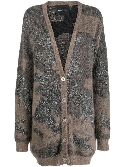 John Richmond panelled knit V-neck cardigan Brown RWA22263CD