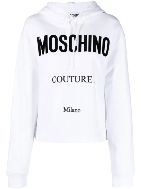 Moschino logo-print cropped hoodie White A17145528