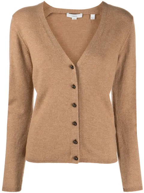Vince buttoned-up V-neck cardigan Brown V855779105