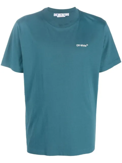 Off-White chain-link Arrows-print T-shirt Blue OMAA027F22JER0115501