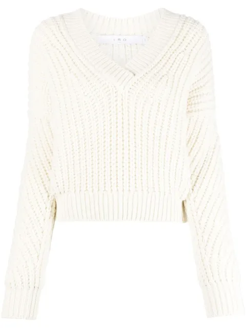 IRO chunky-knit V-neck jumper White WP12SHAA