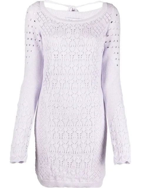 The Attico open-knit long-sleeved minidress Purple 227WCA130KC059