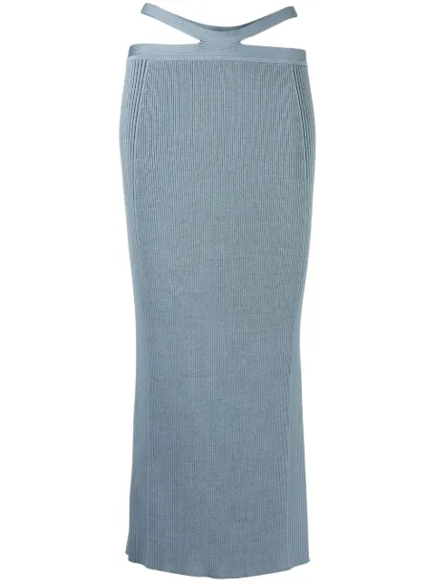 SIMKHAI side ribbed-detail midi skirt Blue 4223007K