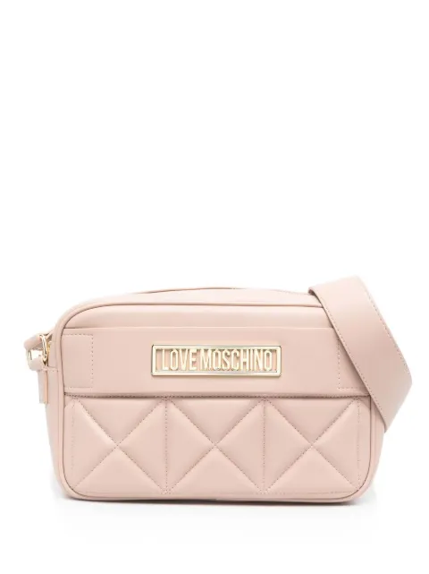 Love Moschino logo-plaque quilted cross-body bag Neutrals JC4118PP1FLT0