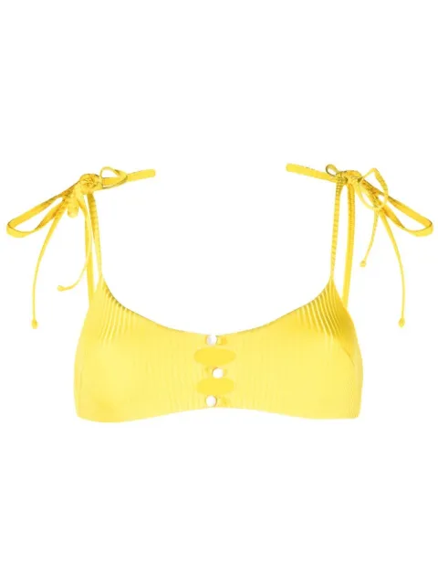Sian Swimwear ribbed side-tie bikini bottoms Yellow KUSHTOP