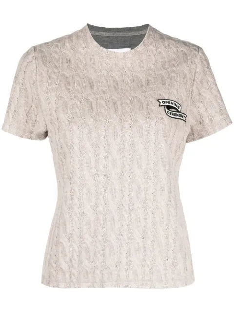 Opening Ceremony embroidered logo cable-knit top Neutrals YWHA007F22JER0016101