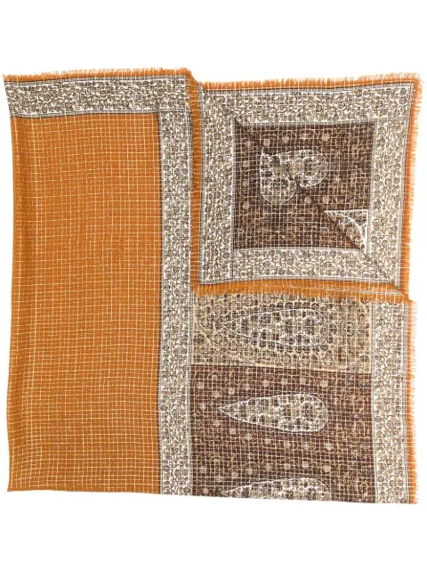Saint Laurent Pre-Owned 1970s paisley print scarf Orange YVSA450GH