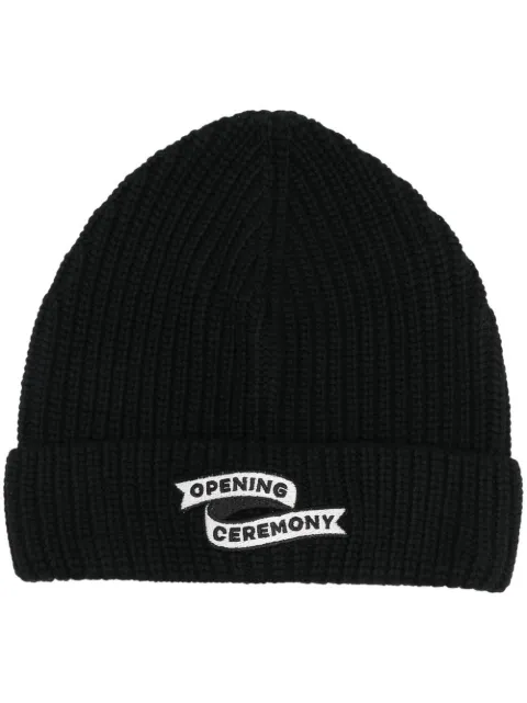 Opening Ceremony flag logo knitted beanie hat Black YMLC001F22KNI0011001