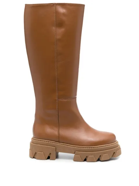 ALOHAS Katiuska leather knee-high boots Brown S00053