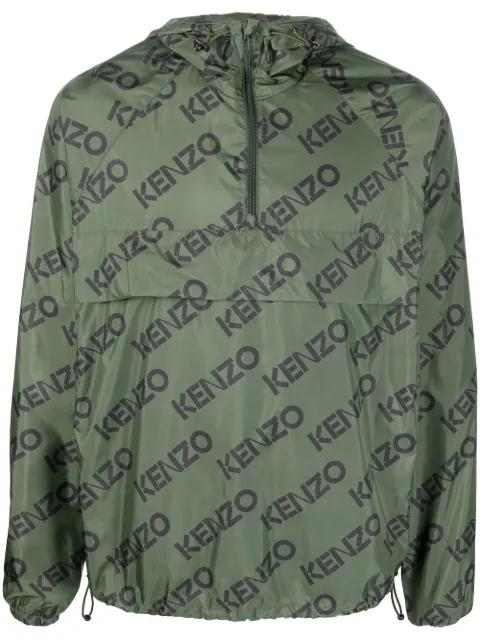 Kenzo logo-print hooded jacket Green FC65BL0539L0