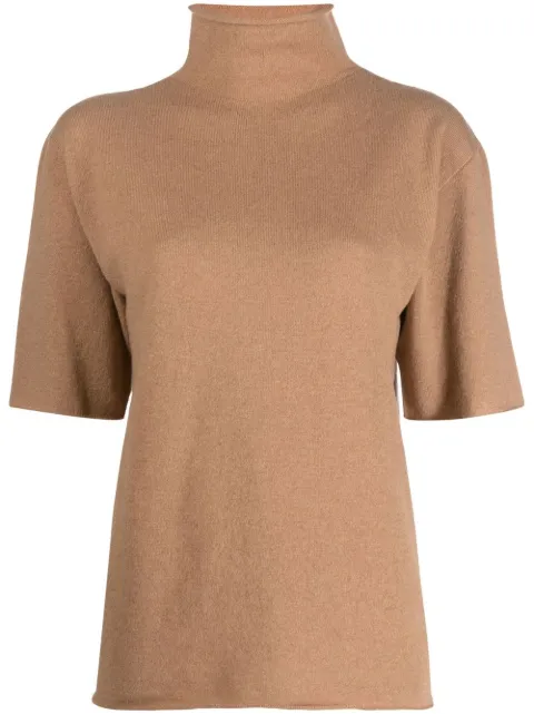 Jil Sander short-sleeved roll-neck knitted top Neutrals J40GP0001J13204
