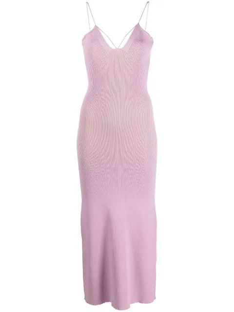 AERON spaghetti-strap knitted midi dress Purple DR379406540