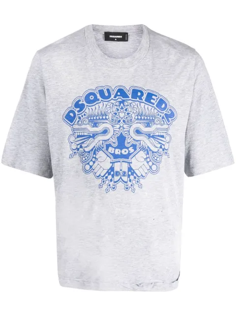 DSQUARED2 graphic-logo print T-shirt Grey S74GD1014S22146