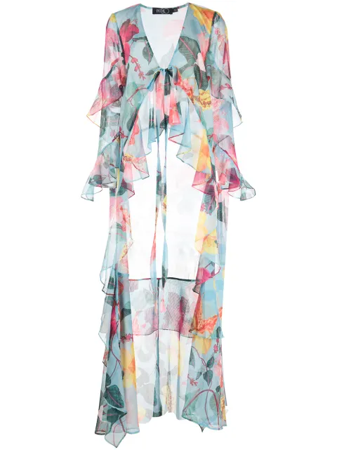 PatBO Hibiscus floral-print dip blouse Neutrals BLU21452USCELESTE