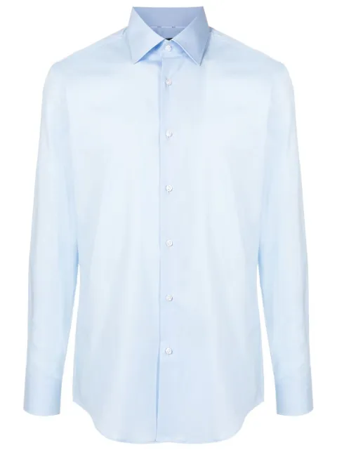 BOSS Hank long-sleeve cotton shirt Blue 50469345
