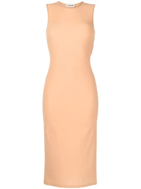 Jil Sander round-neck sleeveless midi dress Neutrals J01CT0024J70026