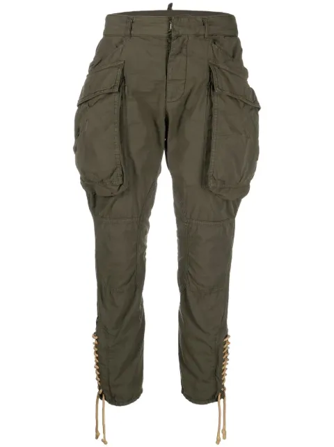 DSQUARED2 lace-up slim-fit trousers Green S75KB0283S54545