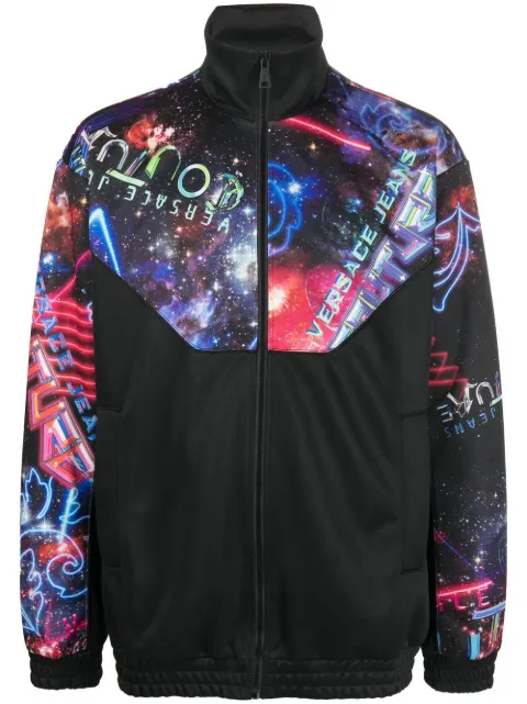Versace Jeans Couture logo digital-print bomber jacket Black 73GAI305FS040