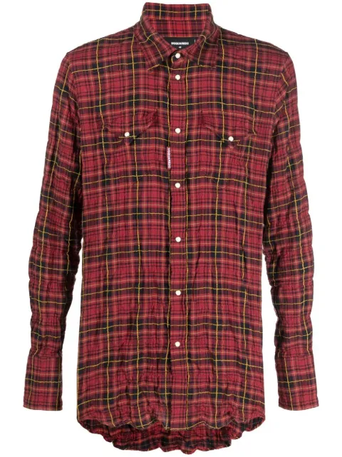 DSQUARED2 checked cotton-blend shirt Red S74DM0657S54785
