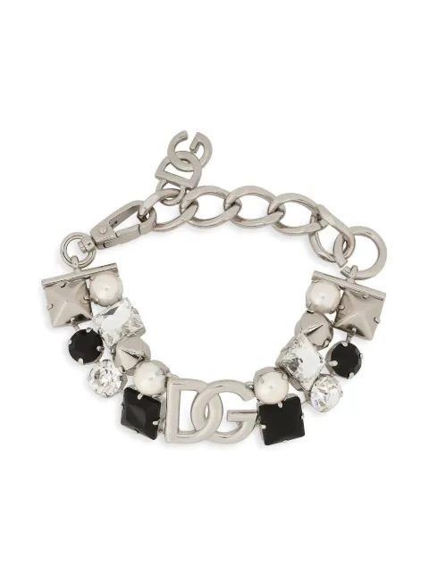 Dolce & Gabbana DG-logo rhinestone-embellished bracelet Silver WBO6Z2W1111