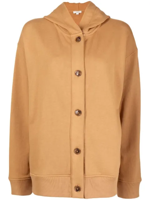 Vince button-up cotton hoodie Brown V858784026