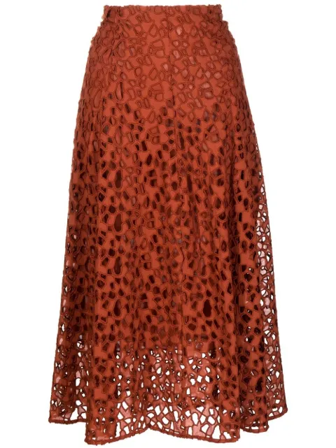 Vince A-line lace-embroidered skirt Red V860130778