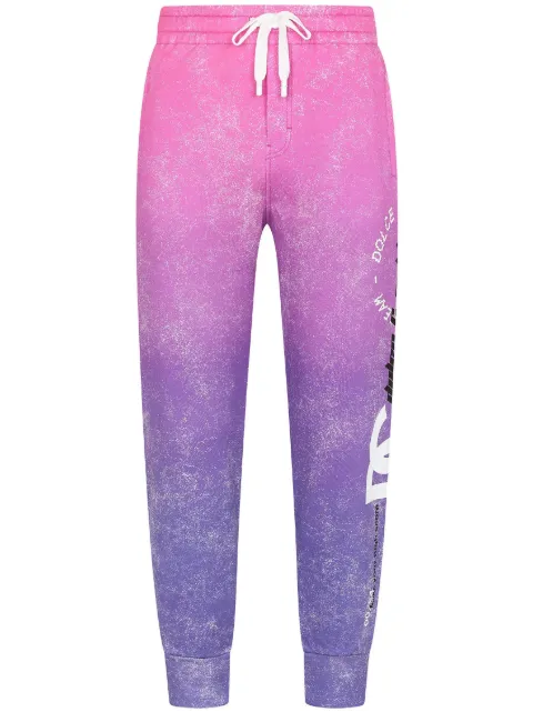Dolce & Gabbana DG Crew-print cotton track pants Purple I3AFEMHI71F