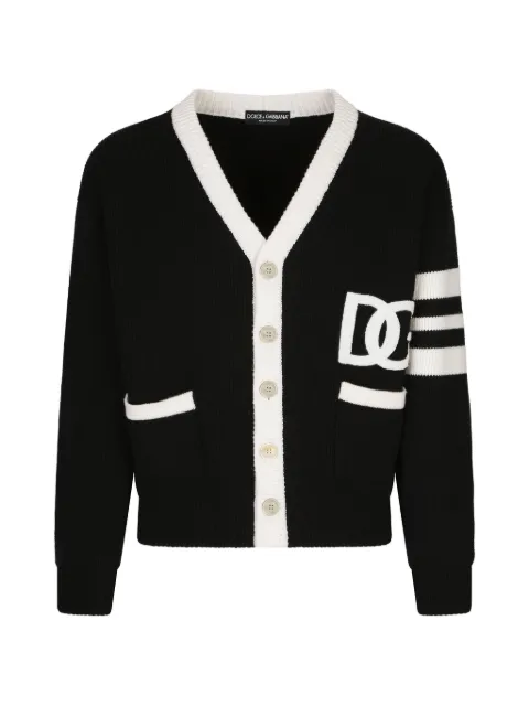 Dolce & Gabbana DG-logo fisherman's-knit cardigan Black GXK44ZJBVR7
