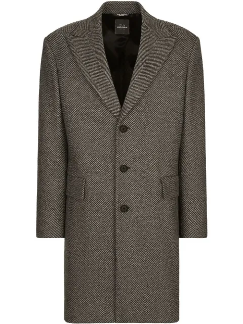 Dolce & Gabbana herringbone-pattern single-breasted coat Black G033LTGF172