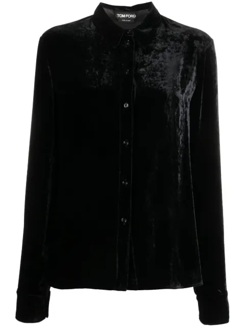 TOM FORD crushed silk-velvet shirt Black CA3215FAX951