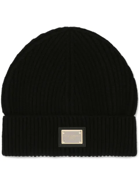 Dolce & Gabbana logo-tag cashmere beanie Black GXK63TJAWK0