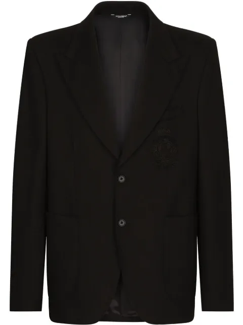 Dolce & Gabbana heraldic-patch single-breasted blazer Black G2RA6ZGF154