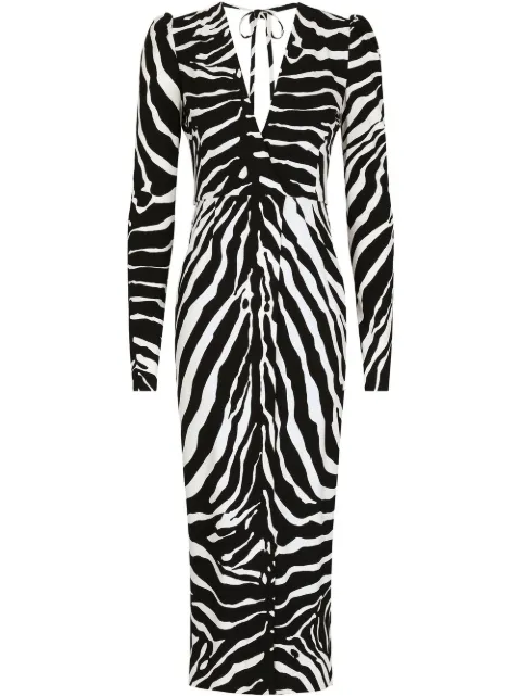 Dolce & Gabbana zebra-print long-sleeve dress Black F6AGDTFSIAZ