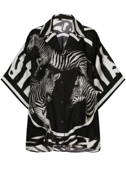 Dolce & Gabbana zebra-print twill shirt Black F5P78THI1DX