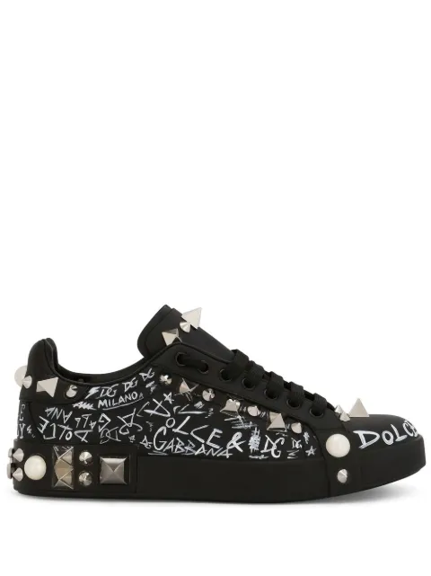 Dolce & Gabbana Portofino spike-stud low-top sneakers Black CK1587AC160