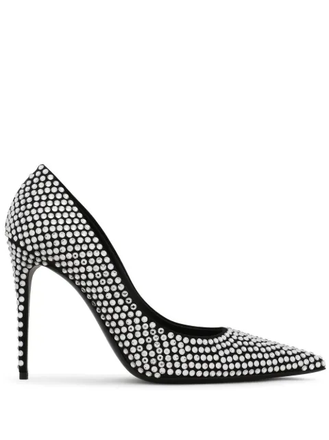Dolce & Gabbana 105mm rhinestone-embellished satin pumps Black CD1744AD479