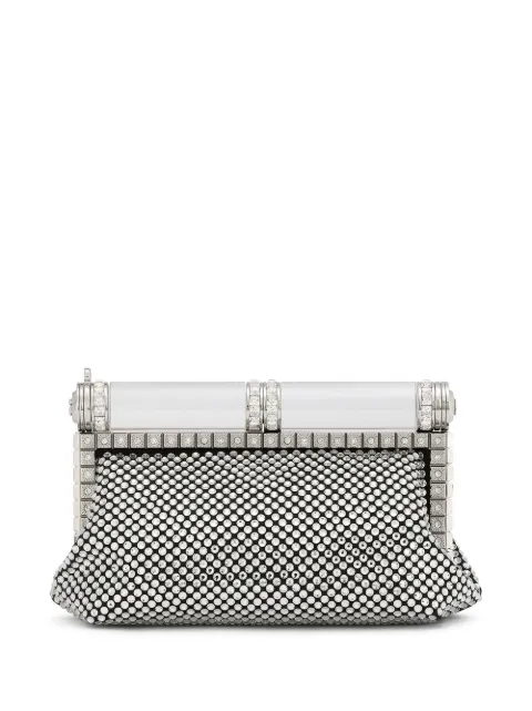 Dolce & Gabbana rhinestone-embellished satin clutch bag Grey BB7182AD478