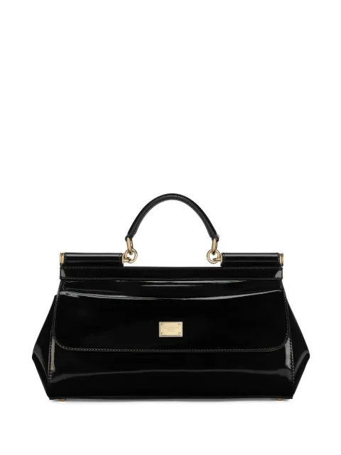 Dolce & Gabbana Elongated Sicily patent leather top-handle bag Black BB7117A103780999