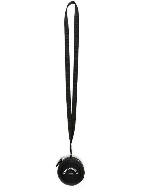 Karl Lagerfeld logo-print round coin purse Black 225W3801999