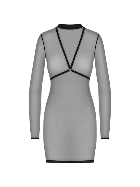 Maison Close Corps à Corps harness-detail mesh dress Black 560826