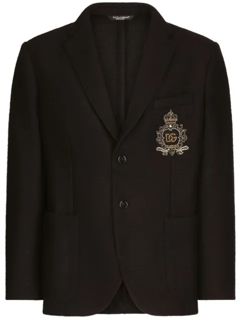 Dolce & Gabbana heraldic-patch single-breasted blazer Black G2RC3ZGF149